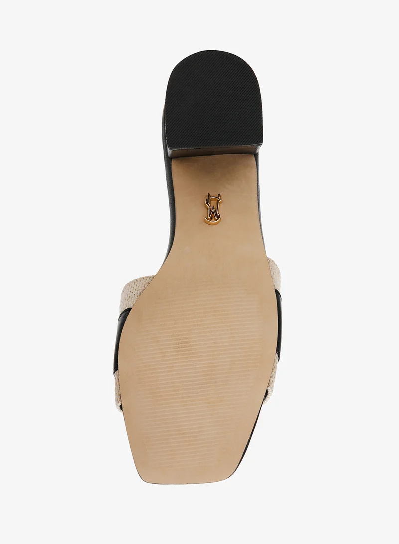 STEVE MADDEN  Nappa Leather Bone Raffia Detailing Sandals for Women | Best Price UAE